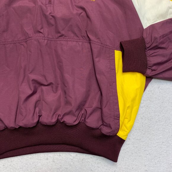 VINTAGE Kutztown University Jacket Mens XL Red Yellow Track Lined Pullover 90s - Picture 3 of 12